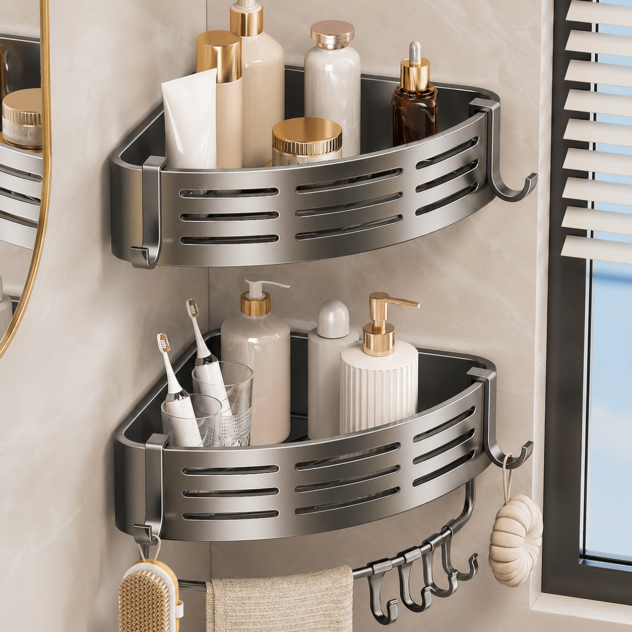 No-Drill Corner Shower Shelf – Strong, Space-Saving & Rust-Resistant