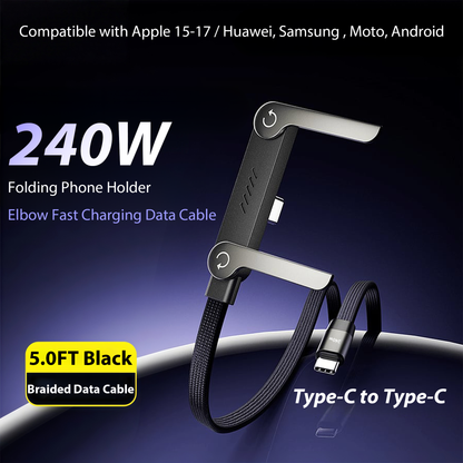 ⚡Official Authorized | MFi-Certified Cables🔥 2-in-1 Cable 240W Fast Charging with Phone Stand