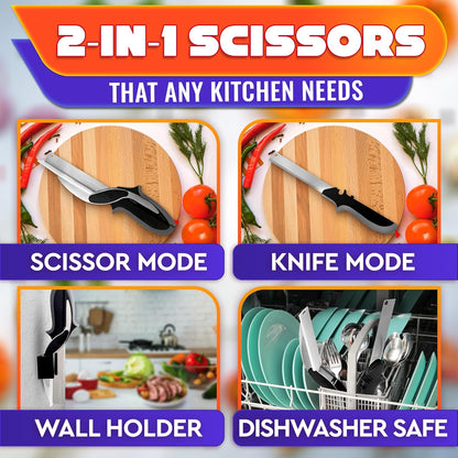 🔪 2-in-1 Stainless Steel Kitchen Scissors – Heavy Duty Food Cutter for Meat✨