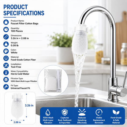 50 Pack Universal Splash Proof Faucet Filter Cotton Bags