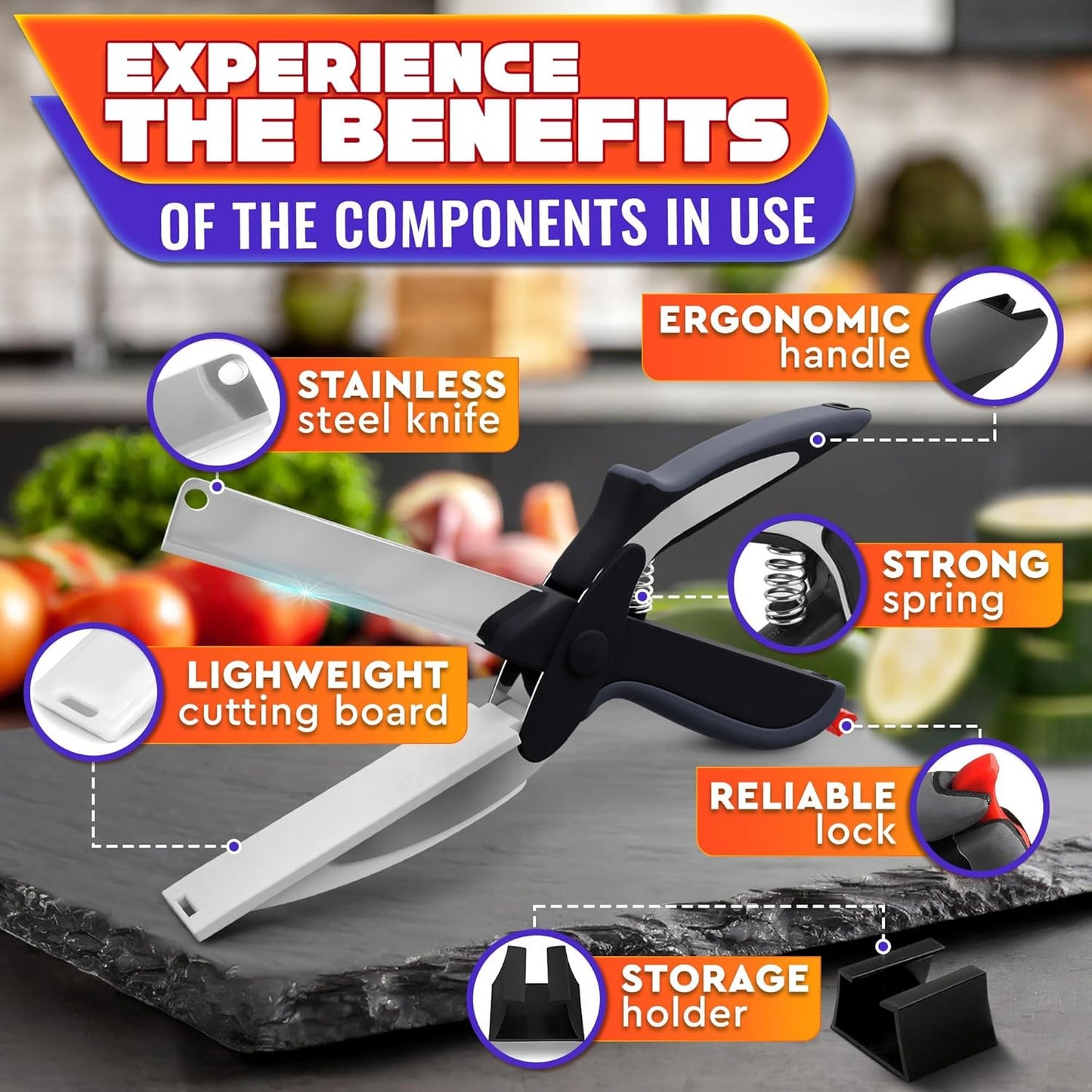 🔪 2-in-1 Stainless Steel Kitchen Scissors – Heavy Duty Food Cutter for Meat✨