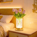 Rechargeable LED Crystal Vase Lamp – Touch Dimming & Elegant Floral Decor