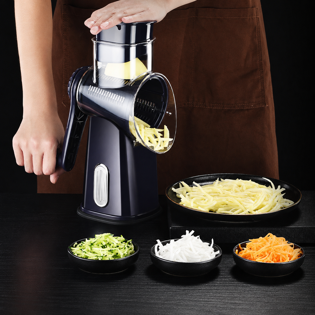 5-in-1 Rotary Vegetable Slicer & Drum Grater