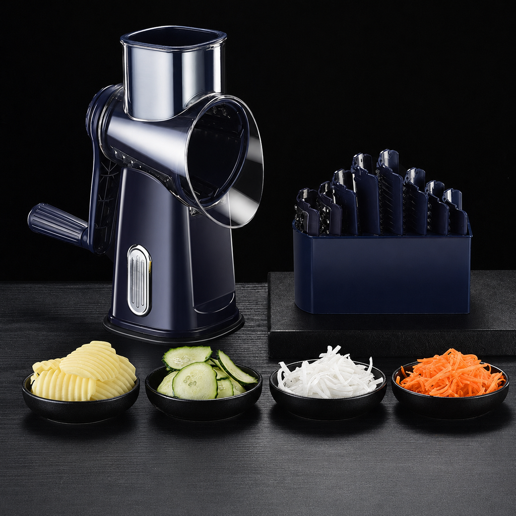 5-in-1 Rotary Vegetable Slicer & Drum Grater
