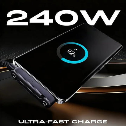 ⚡Official Authorized | MFi-Certified Cables🔥 2-in-1 Cable 240W Fast Charging with Phone Stand
